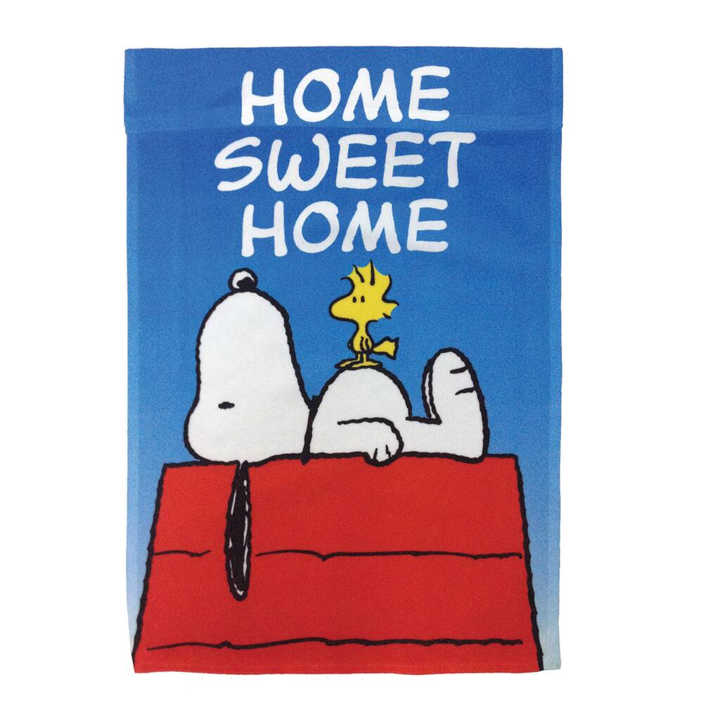 Peanuts Snoopy With His Friend Woodstock Garden Flag Home Sweet Home